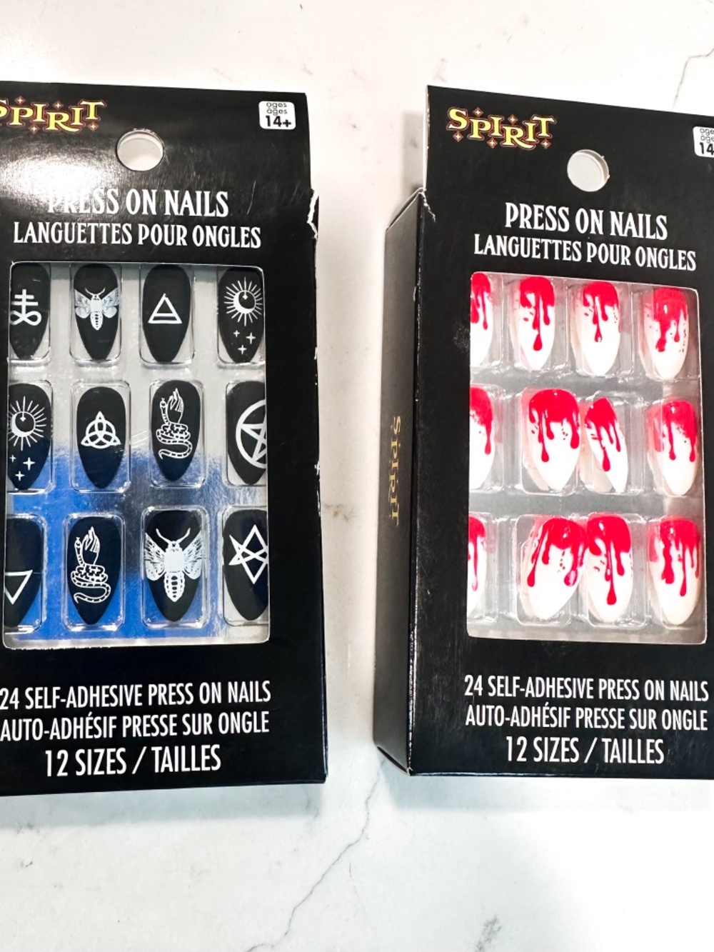 Spirit Halloween Faux Press on Finger Nails Lot of 2 Sets